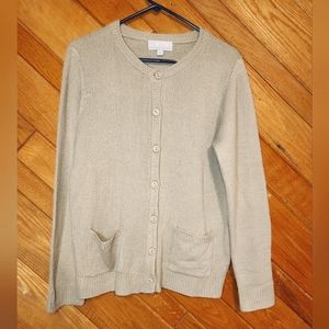 Carolyn Taylor petite large tan 2 pocket cardigan
